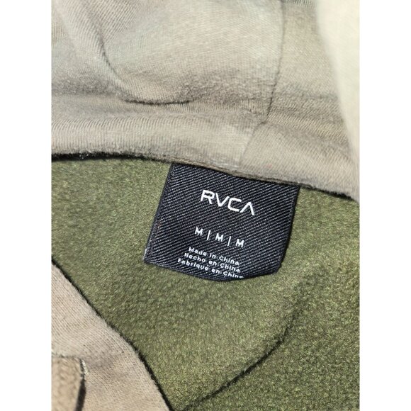 RVCA Olive Green Mens Hoodie Medium Cotton Blend Pullover With Kangaroo Pocket - Picture 5 of 8